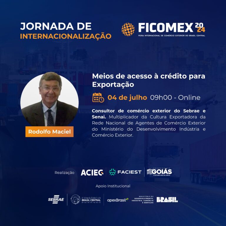 Leia mais sobre o artigo Ficomex e Sebrae Goiás realizam evento on-line sobre meios de acesso ao crédito para exportação